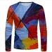 3Abstract Printed Crew Neck Long Sleeve T Shirt