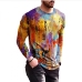 5Abstract Printed Crew Neck Long Sleeve T Shirt