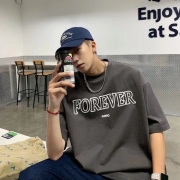 Casual Letter Printed Crew Neck Tee