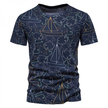 Casual Printed Summer Cotton Tees For Men