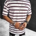 1Casual Striped Contrast Color Crew Neck Tee
