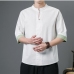 3Chinese Style Contrast Color Linen Half Sleeve Tops
