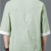 6Chinese Style Contrast Color Linen Half Sleeve Tops