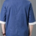 8Chinese Style Contrast Color Linen Half Sleeve Tops