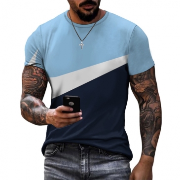 Colour Blocking Short Sleeve T Shirts For Men