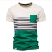 4Contrast Color Loose Striped Pullover Tee