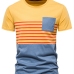 1Contrast Color Loose Striped Pullover Tee
