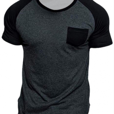 Contrast Color Round Collar T Shirt