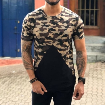 Crew Neck Summer Camouflage Jogger Tees For Men