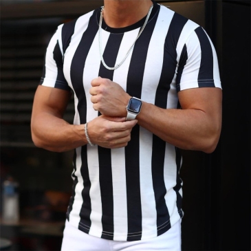 Easy Matching Striped  Short Sleeve Men Tees