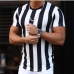 1Easy Matching Striped  Short Sleeve Men Tees