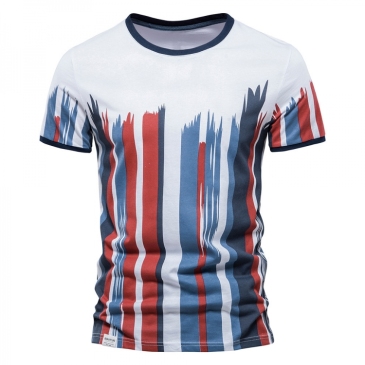 Leisure Cotton Striped Printed T-Shirts For Men