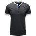 12New Contrast Color Button Up T Shirt Men
