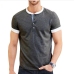 22New Contrast Color Button Up T Shirt Men