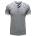 10New Contrast Color Button Up T Shirt Men