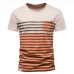 7New Contrast Color Striped Short Sleeve Pullover Tee