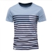1New Contrast Color Striped Short Sleeve Pullover Tee