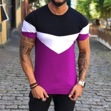 Pullover Color Blocking Summer Tees For Men