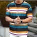 1Summer Striped Crew Neck T Shirts For Men