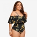 3 Sexy Sleeveless Backless Printing Plus Size Swimsuit