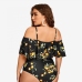 4 Sexy Sleeveless Backless Printing Plus Size Swimsuit