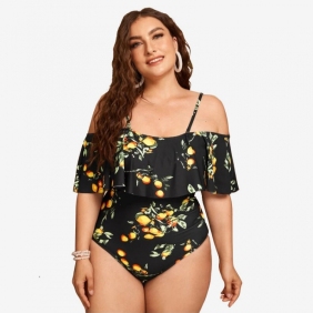  Sexy Sleeveless Backless Printing Plus Size Swimsuit