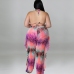 4Plus Size  Pant Printed Halter 3 Piece Bikini Sets