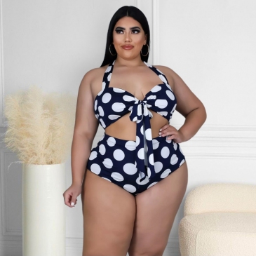 Polka Dots Halter Neck Plus Size Bikini Sets