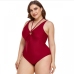 4Summer Solid Color Plus Size One Piece Swimsuit
