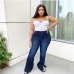 4Solid Slit Plus Size Jeans For Women