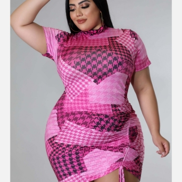  Fat Woman Plus Size Short Sleeve Dress