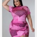 1 Fat Woman Plus Size Short Sleeve Dress