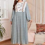  Leisure Time Patchwork Printing Plus Size Dress