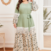 Casual Print Tassel Patchwork Loosen Plus Size Dress