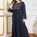3Casual Printed Long Sleeve Plus Size Maxi Dresses