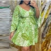 7Casual Printed Plus Size V-Neck Loose Dresses