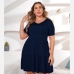 5Casual Pure Color Ruched Cute Plus Size Dresses