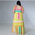 4Contrast Color Striped Plus Size Sleeveless Maxi Dresses