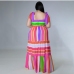 7Contrast Color Striped Plus Size Sleeveless Maxi Dresses
