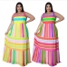 8Contrast Color Striped Plus Size Sleeveless Maxi Dresses