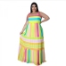 10Contrast Color Striped Plus Size Sleeveless Maxi Dresses