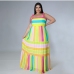 1Contrast Color Striped Plus Size Sleeveless Maxi Dresses
