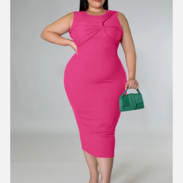 Front Twisted  Sleeveless Plus Size Dresses For Women