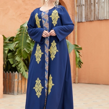 Loose Fitting Plus Size Embroidery Long Dress Women