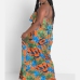 5Loose Printed Ruffled Strapless Plus Size Long Dresses