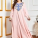 3Pink Embroidered Patchwork Long Sleeve Maxi Dress