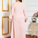 4Pink Embroidered Patchwork Long Sleeve Maxi Dress