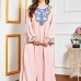7Pink Embroidered Patchwork Long Sleeve Maxi Dress