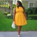 5Plus Size Bow Dots Sleeveless Knee Length Dresses