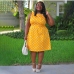 1Plus Size Bow Dots Sleeveless Knee Length Dresses